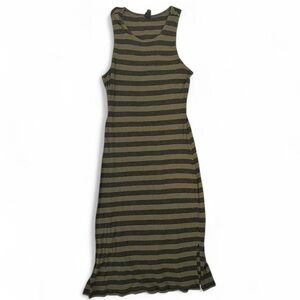 Wild Fable Khaki Green Striped Midi Dress